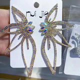 Summer Rhinestone Butterfly Dangle Earrings for Women
