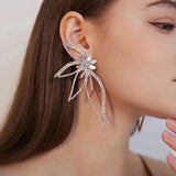 Summer Rhinestone Butterfly Dangle Earrings for Women
