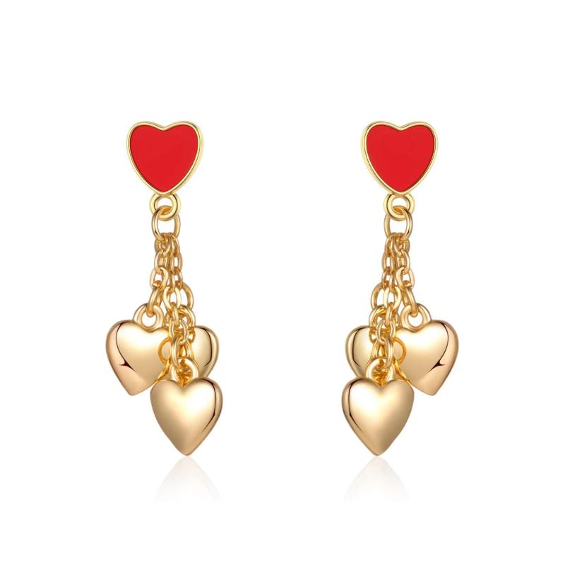 Rose Pave Heart Stud Earrings Modern Jewelry Korea Style
