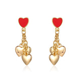 Rose Pave Heart Stud Earrings Modern Jewelry Korea Style