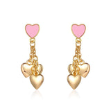 Rose Pave Heart Stud Earrings Modern Jewelry Korea Style