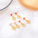 Rose Pave Heart Stud Earrings Modern Jewelry Korea Style