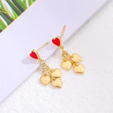 Rose Pave Heart Stud Earrings Modern Jewelry Korea Style