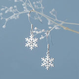 925 Sterling Silver Snowflake Dangle Earrings Wedding Christmas Jewelry