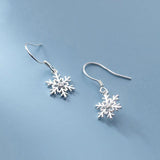 925 Sterling Silver Snowflake Dangle Earrings Wedding Christmas Jewelry