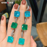 Vintage 12*12 Paraiba Tourmaline Emerald Drop Clip Earrings