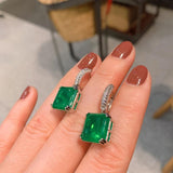 Vintage 12*12 Paraiba Tourmaline Emerald Drop Clip Earrings