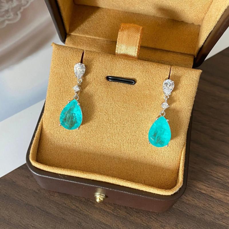 Paraiba 925 Silver Water Drop Earrings for Women