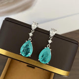Paraiba 925 Silver Water Drop Earrings for Women