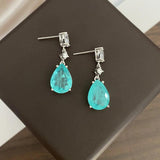 Paraiba 925 Silver Water Drop Earrings for Women