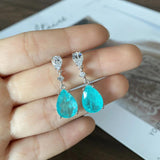 Paraiba 925 Silver Water Drop Earrings for Women