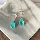 Paraiba 925 Silver Water Drop Earrings for Women