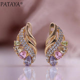 PATAYA Water Drop Zircon Earrings 585 Rose Jewelry