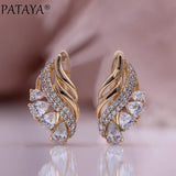 PATAYA Water Drop Zircon Earrings 585 Rose Jewelry