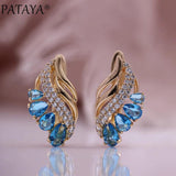 PATAYA Water Drop Zircon Earrings 585 Rose Jewelry