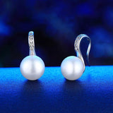 925 Silver Zircon Earrings with Pearl