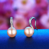 925 Silver Zircon Earrings with Pearl