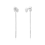 925 Silver Swing Chain Drop Earring Women Piercing Clips Wedding Jewelry