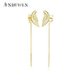925 Silver Swing Chain Drop Earring Women Piercing Clips Wedding Jewelry