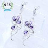 Amethyst Flower Shape 925 Sterling Silver Earrings