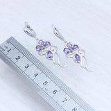 Amethyst Flower Shape 925 Sterling Silver Earrings