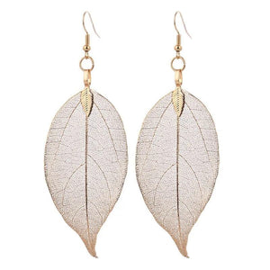 Long Leaf Filigree Dipped Earrings for Women