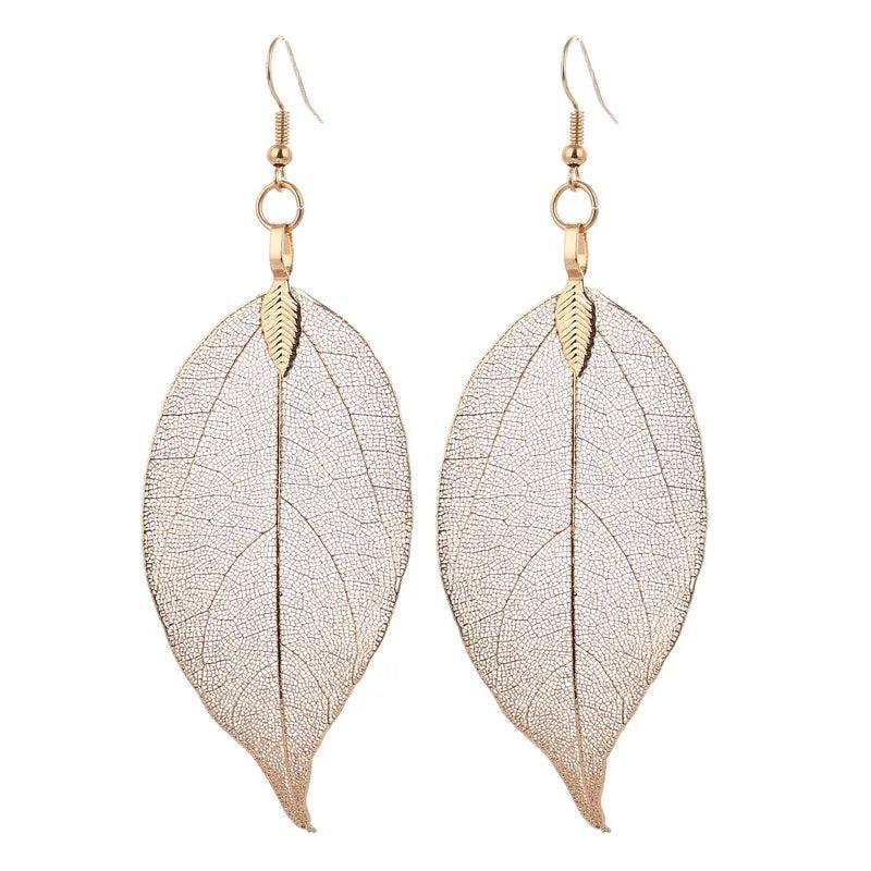 Long Leaf Filigree Dipped Earrings for Women
