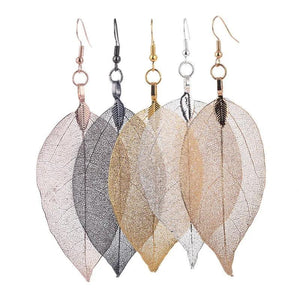 Long Leaf Filigree Dipped Earrings for Women