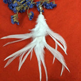 Women's Dangle Feather Earrings with Simulated-Pearl Detail