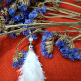 Women's Dangle Feather Earrings with Simulated-Pearl Detail
