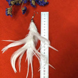 Women's Dangle Feather Earrings with Simulated-Pearl Detail
