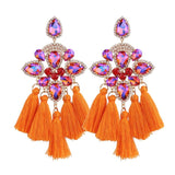 Crystal Drop Earrings Tassel Dangle Jewelry