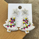 Christmas Tree Statement Earrings Beads Crystal Dangle Women Christmas Jewelry