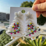 Christmas Tree Statement Earrings Beads Crystal Dangle Women Christmas Jewelry