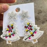Christmas Tree Statement Earrings Beads Crystal Dangle Women Christmas Jewelry