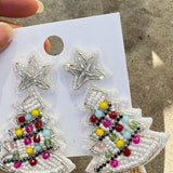 Christmas Tree Statement Earrings Beads Crystal Dangle Women Christmas Jewelry