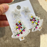 Christmas Tree Statement Earrings Beads Crystal Dangle Women Christmas Jewelry