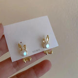 Pearl Metal Bunny Earrings Retro Personality Joker Temperament