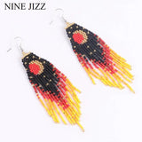 Colorful Beaded Tassel Earrings Starry Sky Pattern