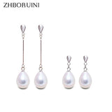 ZHBORUIN Pearl Earrings 925 Sterling Silver Water Drop Wedding Gift