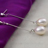 ZHBORUIN Pearl Earrings 925 Sterling Silver Water Drop Wedding Gift