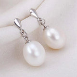 ZHBORUIN Pearl Earrings 925 Sterling Silver Water Drop Wedding Gift