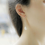 ZHBORUIN Pearl Earrings 925 Sterling Silver Water Drop Wedding Gift