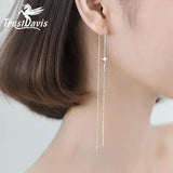 TrustDavis 925 Silver Beads Star Chain Ear Line Earring Women Wedding S925