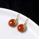 Vintage Ruby Earrings Ethnic Round Wedding Silver Jewelry
