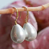 Shell Pearl Drop Earrings 18k Hook Eardrop Women