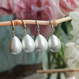 Shell Pearl Drop Earrings 18k Hook Eardrop Women