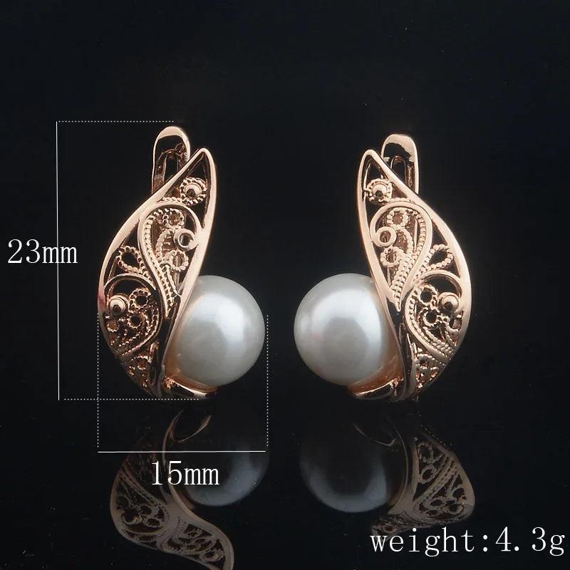 Rose Drop Earrings Simulated Pearl Flowers Jewelry