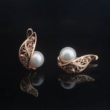 Rose Drop Earrings Simulated Pearl Flowers Jewelry