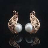 Rose Drop Earrings Simulated Pearl Flowers Jewelry